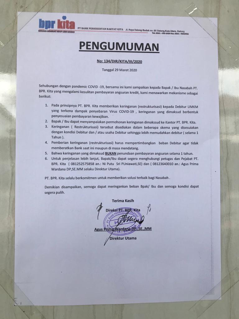 Pengumuman BPR Kita